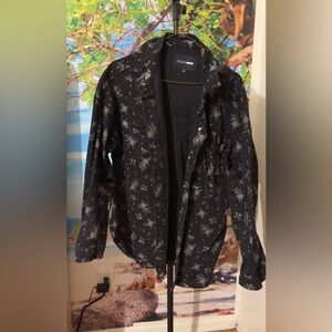 Fashion Nova Black Floral Jean Jacket